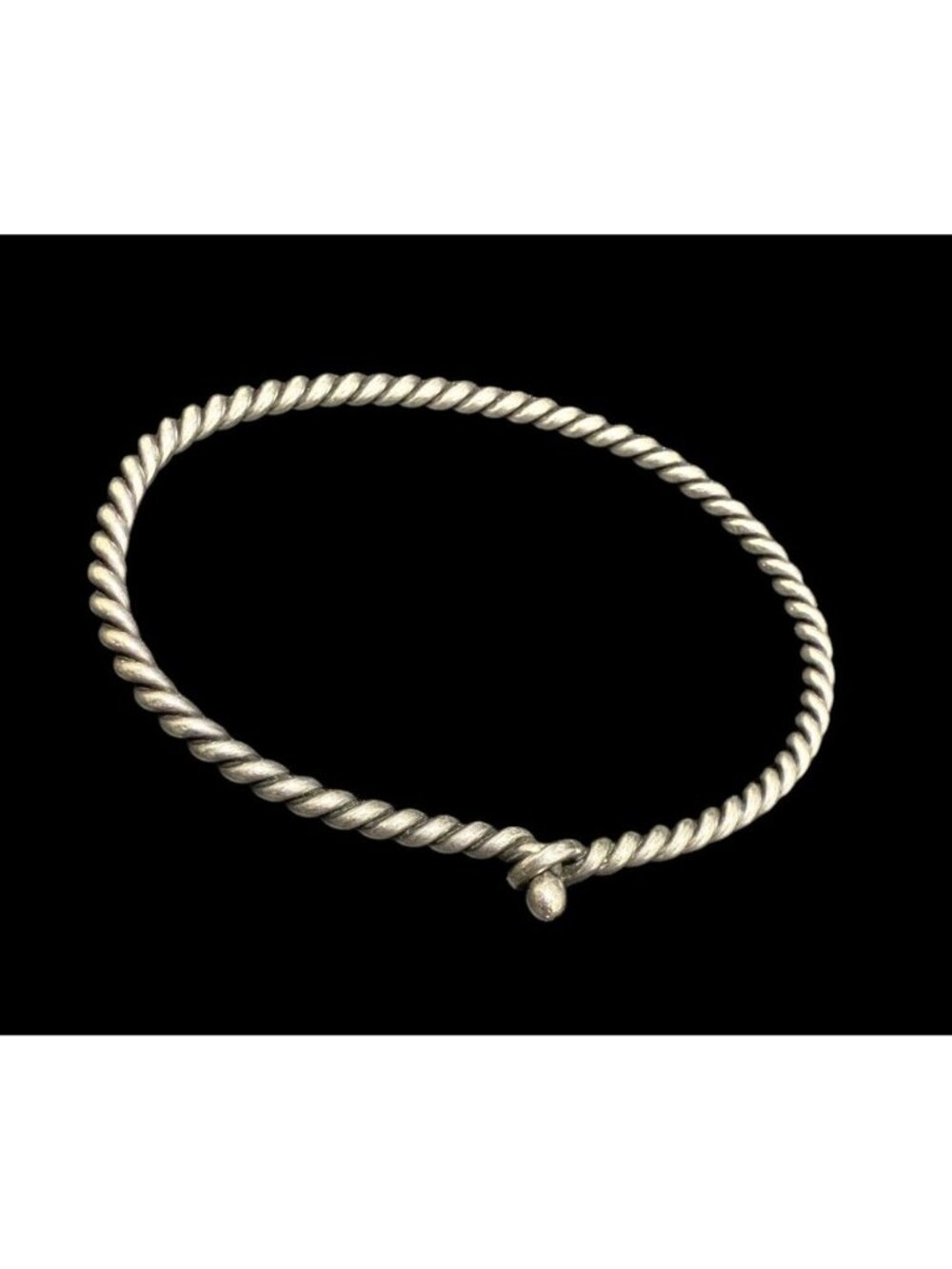 Signed 925 James Avery Twisted Wire Hook-On Bracelet Bangle Sterling Silver